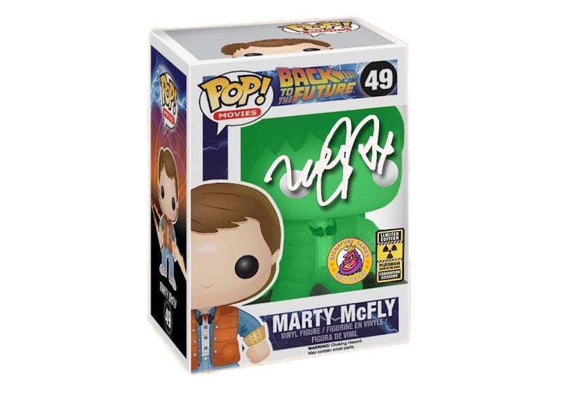 Funko Pop! Movies Back To The Future Marty McFly Plutonium Glow Signed By Michael J. Fox LE 200 Figure #49