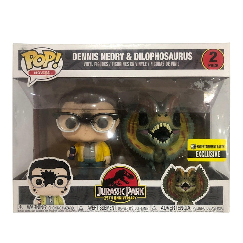 Funko Pop! Movies Jurassic Park 25th Anniversary Dennis Nedry & Dilophosauras Entertainment Earth Exclusive 2 Pack