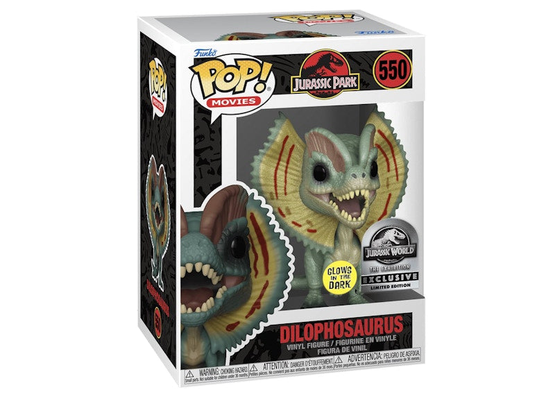 Funko Pop! Movies Jurassic Park Dilophosaurus GITD Jurassic World Exhibition Exclusive Figure #550