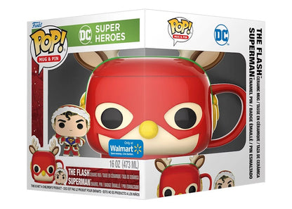 Funko Pop! Mug & Pin DC Super Heroes Holiday The Flash Mug & Superman Pin Walmart Exclusive Set