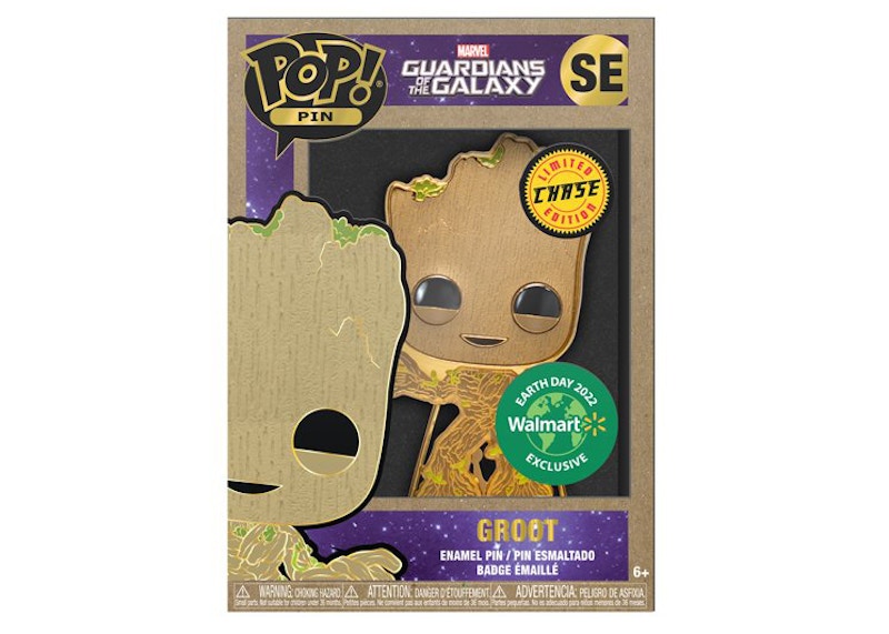 Funko Pop! Pin Marvel Guardians of the Galaxy Groot 2022 Walmart Earth Day Chase Exclusive SE