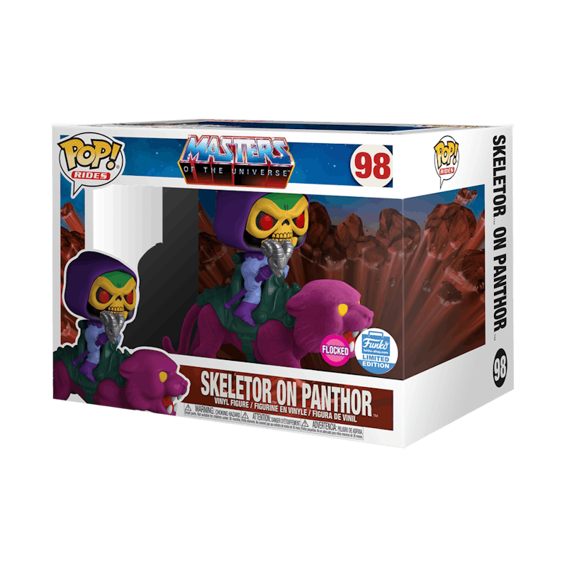 Funko Pop! Rides Masters of the Universe Skeletor on Panthor (Flocked) Funko Shop Exclusive Figure #98