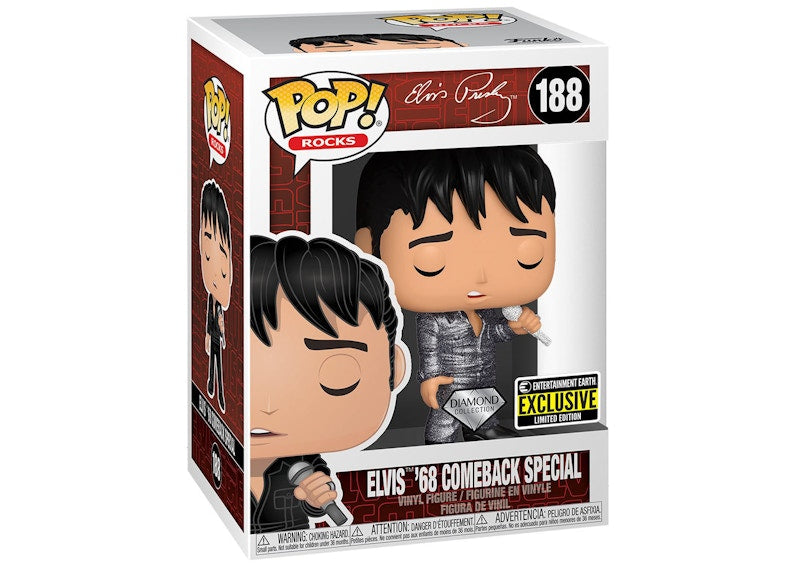 Funko Pop! Rocks Elvis Presley (Elvis '68 Comeback Special) Diamond Entertainment Earth Exclusive Figure #188
