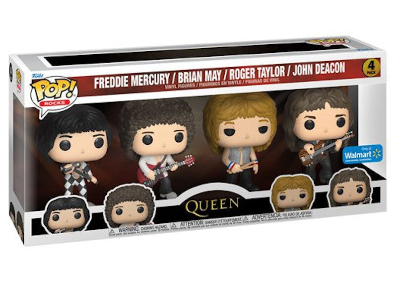 Funko Pop! Rocks Queen Freddie Mercury, Brian May, Roger Taylor & John Deacon Walmart Exclusive 4-Pack