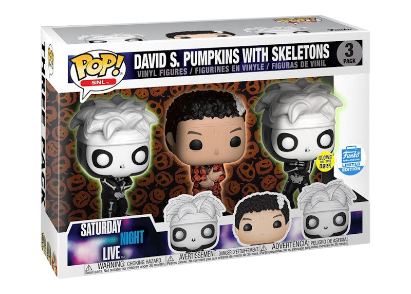Funko Pop! SNL Saturday Night Live David S. Pumpkins with Skeletons (Glow) Funko Shop Exclusive 3 Pack