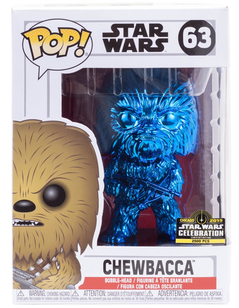Funko Pop! Star Wars Chewbacca (Blue Chrome) Star Wars Celebration Exclusive Bobble-Head Figure #63