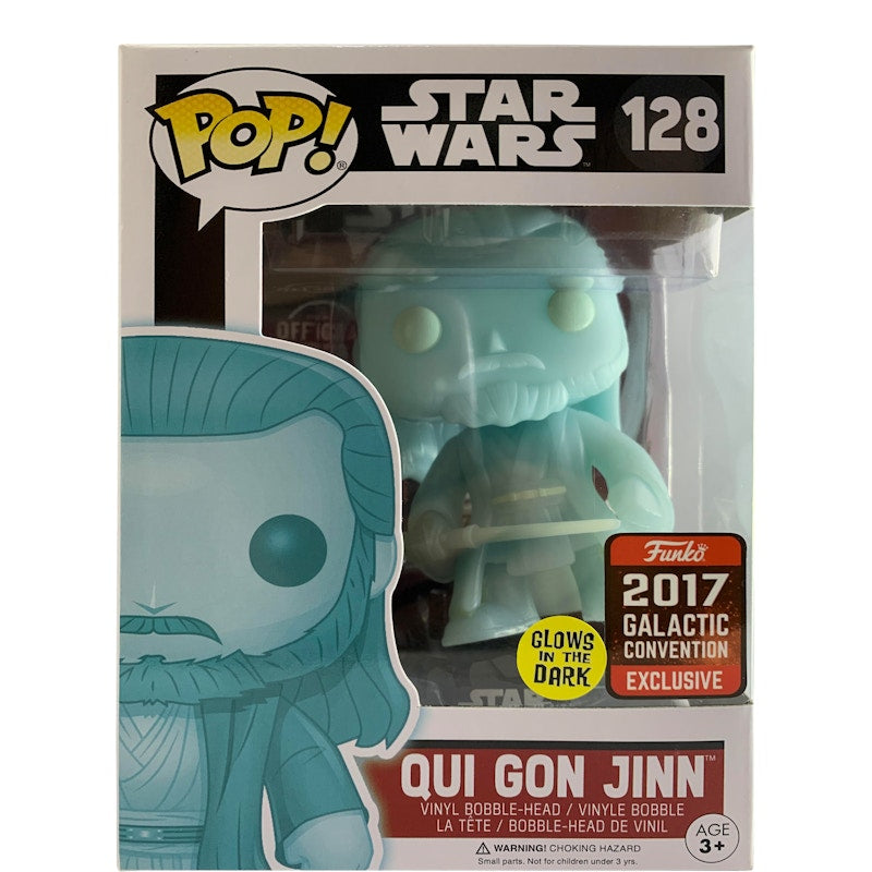 Funko Pop! Star Wars Qui Gon Jinn (Glow) Glactic Convention Exclusive Bobble-Head Figure #128