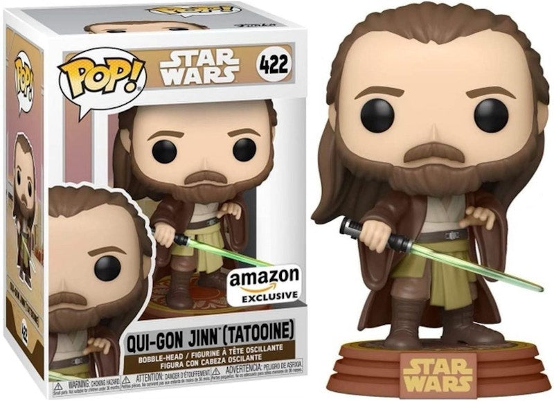 Funko Pop! Star Wars Qui-Gon Jinn (Tatooine) Amazon Exclusive Bobble-Head Figure #422