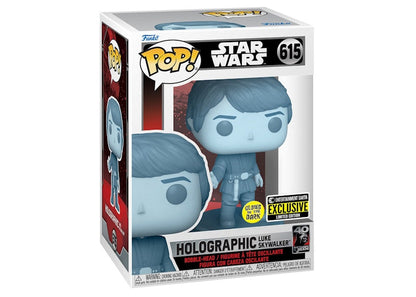Funko Pop! Star Wars ROTJ 40th Anniversary Holographic Luke Skywalker GITD Entertainment Earth Exclusive Figure #615
