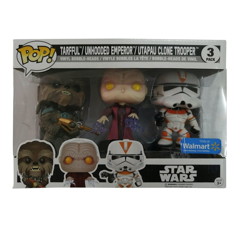 Funko Pop! Star Wars Tarfful/ Unhooded Emperor/ Utapau Clone Trooper Walmart Exclusive 3 Pack