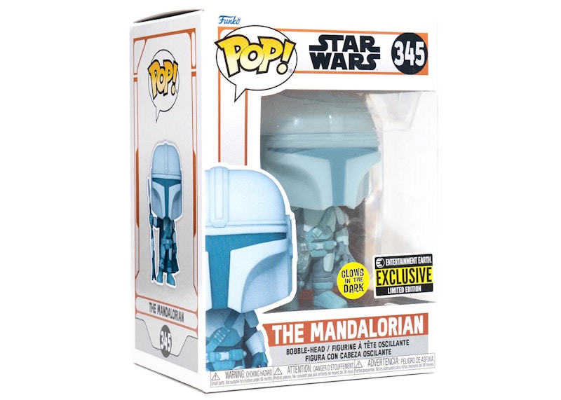 Funko Pop! Star Wars The Mandalorian: The Mandalorian GITD Entertainment Earth Exclusive Figure #345