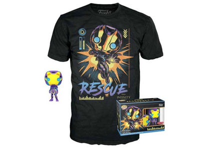 Funko Pop! Tees Marvel Studios The Infinity Saga Ironman Blacklight Target Exclusive with Tees Bundle