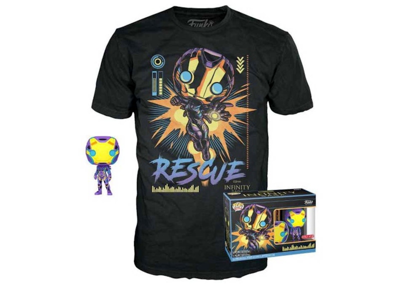 Funko Pop! Tees Marvel Studios The Infinity Saga Ironman Blacklight Target Exclusive with Tees Bundle