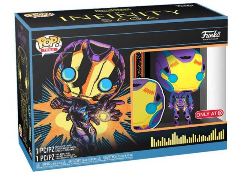 Funko Pop! Tees Marvel Studios The Infinity Saga Ironman Blacklight Target Exclusive with Tees Bundle