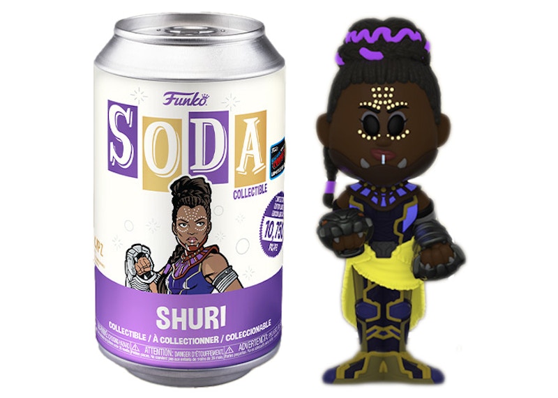 Funko Soda Marvel Black Panther Shuri 2022 NYCC Exclusive GITD Open Can Chase Figure