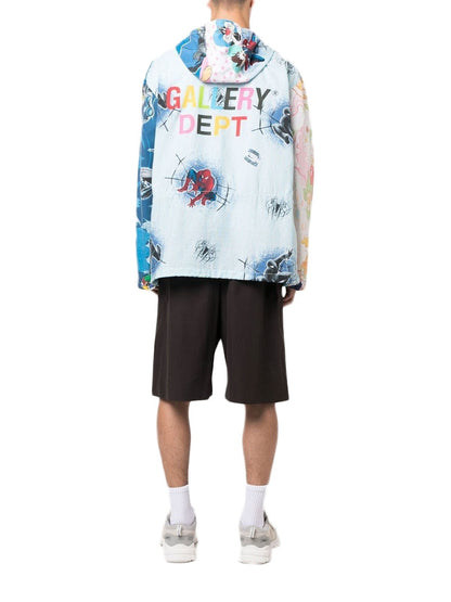 Gallery Dept. All-Over Graphic-Print Logo Jacket Blue/Multicolour
