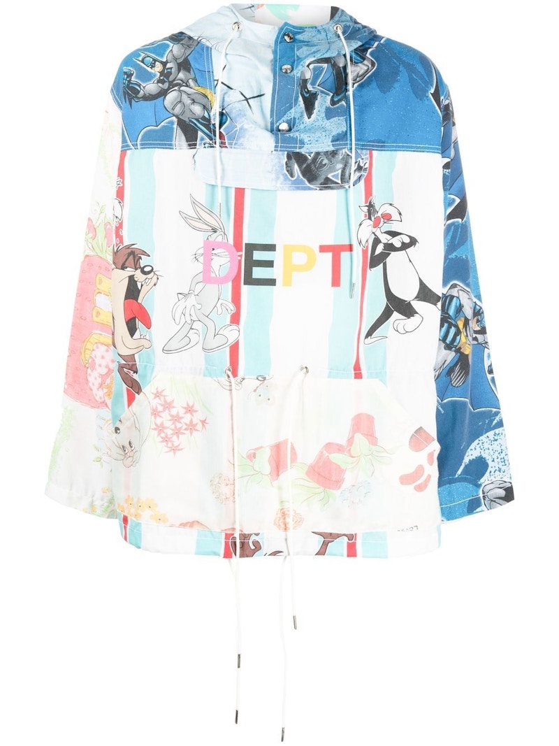 Gallery Dept. All-Over Graphic-Print Logo Jacket Blue/Multicolour