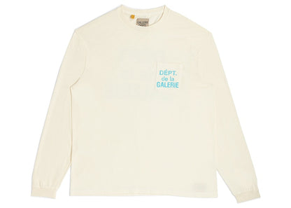 Gallery Dept. De La GALERIE L/S Pocket T-Shirt Cream/Light Blue