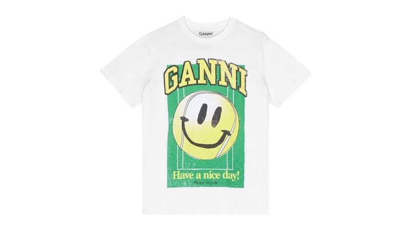 Ganni Ssense Exclusive Have A Nice Day Logo Graphic Print Tee White