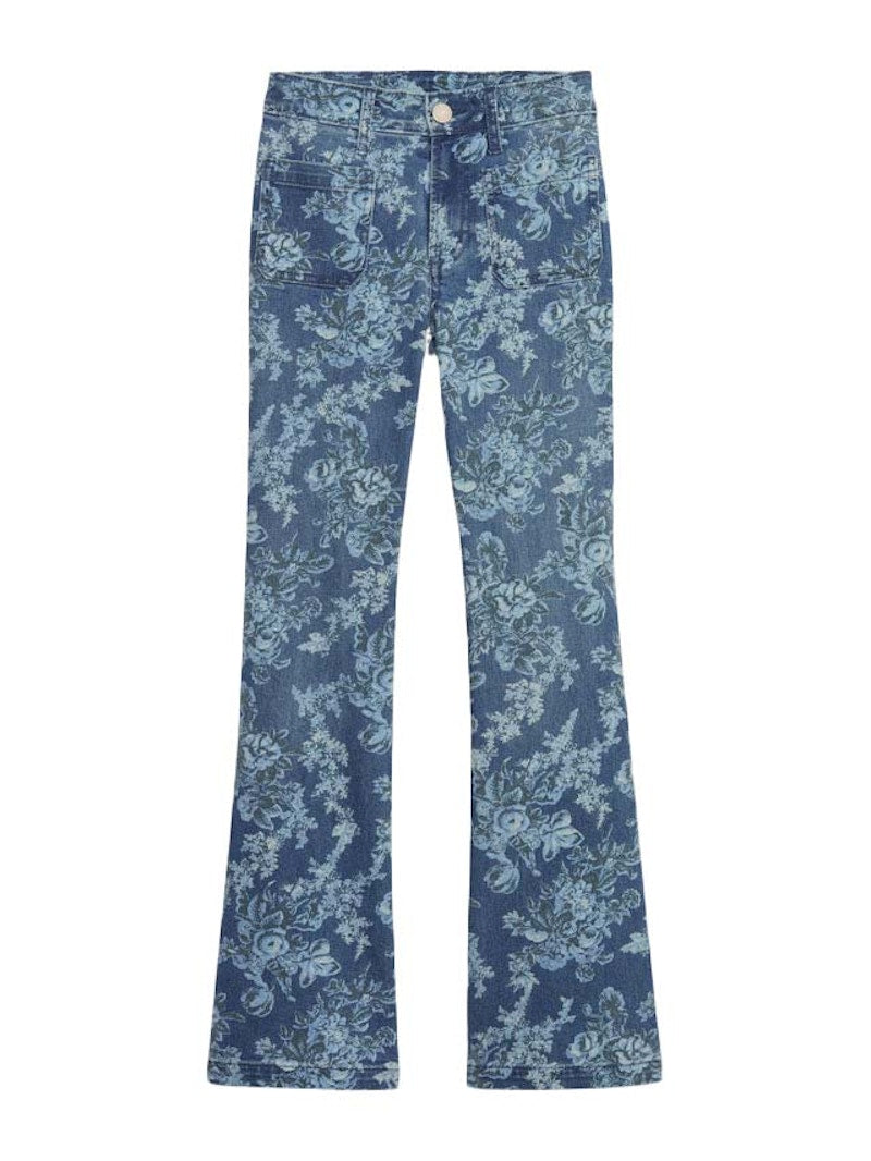 Gap x LoveShackFancy High Rise Floral '70s Flare Jeans with Washwell Indigo Flowers