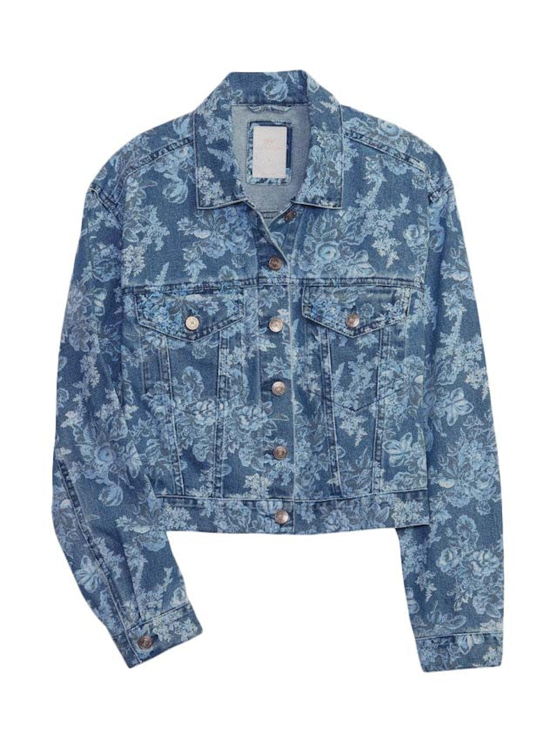 Gap x LoveShackFancy Floral Icon Denim Jacket with Washwell Indigo Flowers