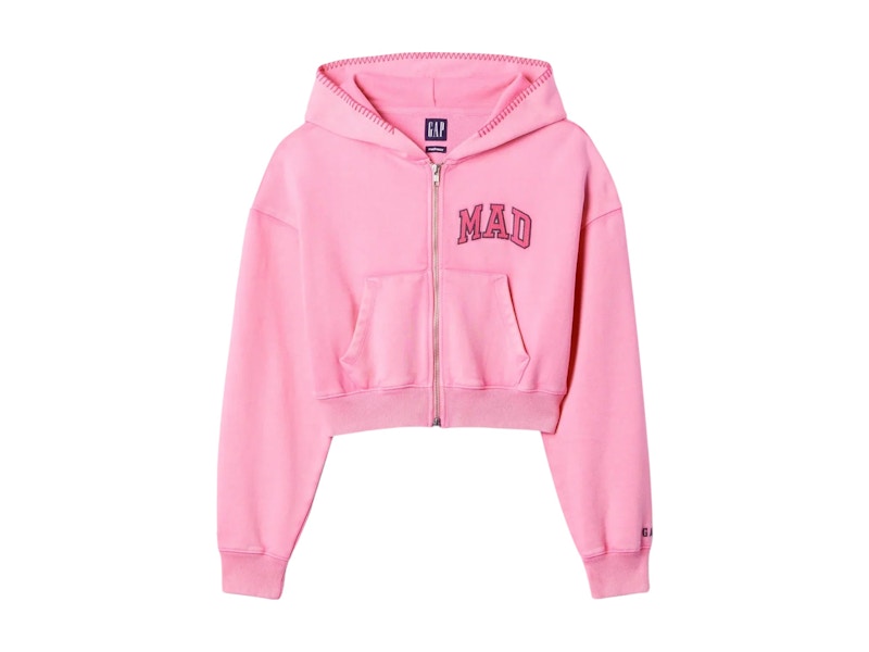 Gap x MadHappy Women's Full Zip Cropped Mad Hoodie Pink
