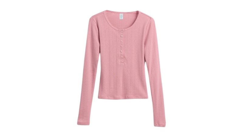 Gap x Summer Fridays Pointelle Henley PJ Top Pure Pink