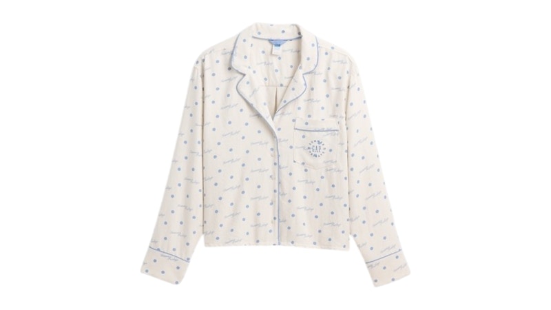 Gap x Summer Fridays Relaxed Flannel Dotted PJ Shirt Ivory Beige Frost