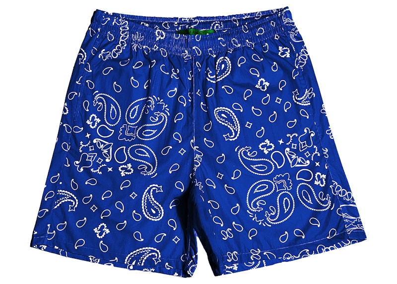 Garment Workshop Cotton Bandana Paisley Summer Shorts Royal Blue