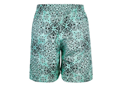 Garment Workshop Cotton Bandana Paisley Summer Shorts Viridian Green