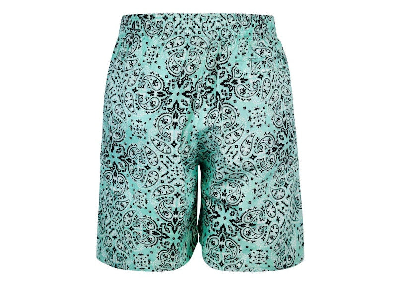 Garment Workshop Cotton Bandana Paisley Summer Shorts Viridian Green