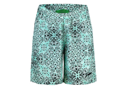 Garment Workshop Cotton Bandana Paisley Summer Shorts Viridian Green