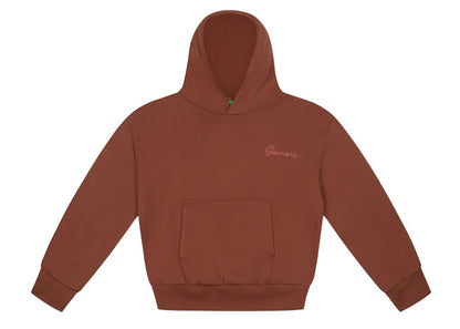 Garment Workshop Double Layer Embroidered Hoodie Mocha Brown