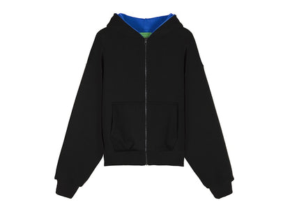 Garment Workshop Double Layered Bicolor Zip Hoodie Blue/Black