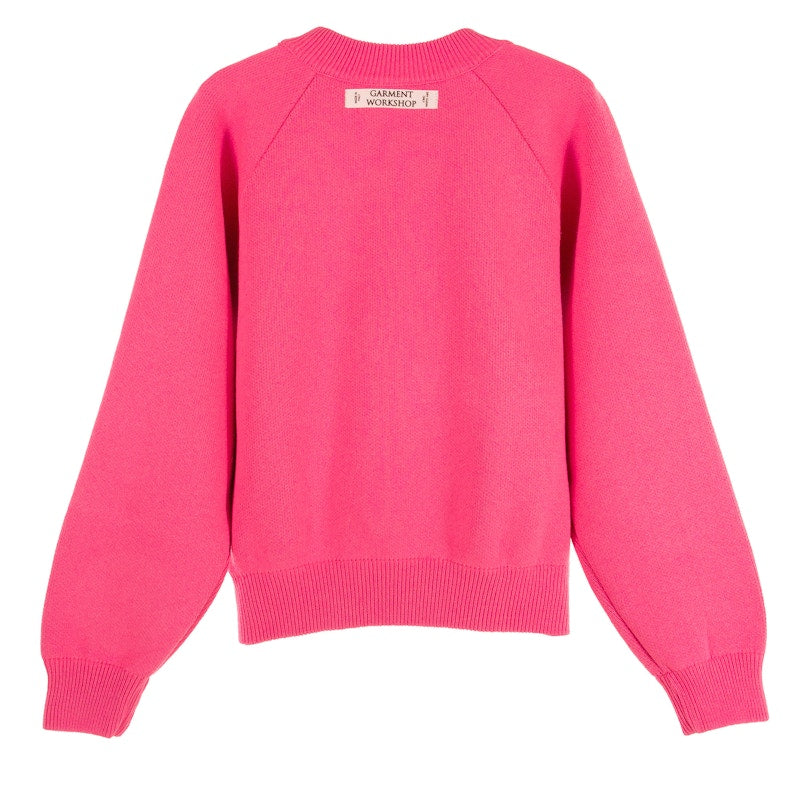 Garment Workshop Knitted Crewneck Sweater Bright Magenta