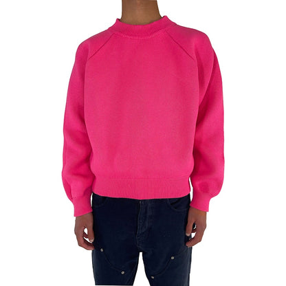 Garment Workshop Knitted Crewneck Sweater Bright Magenta