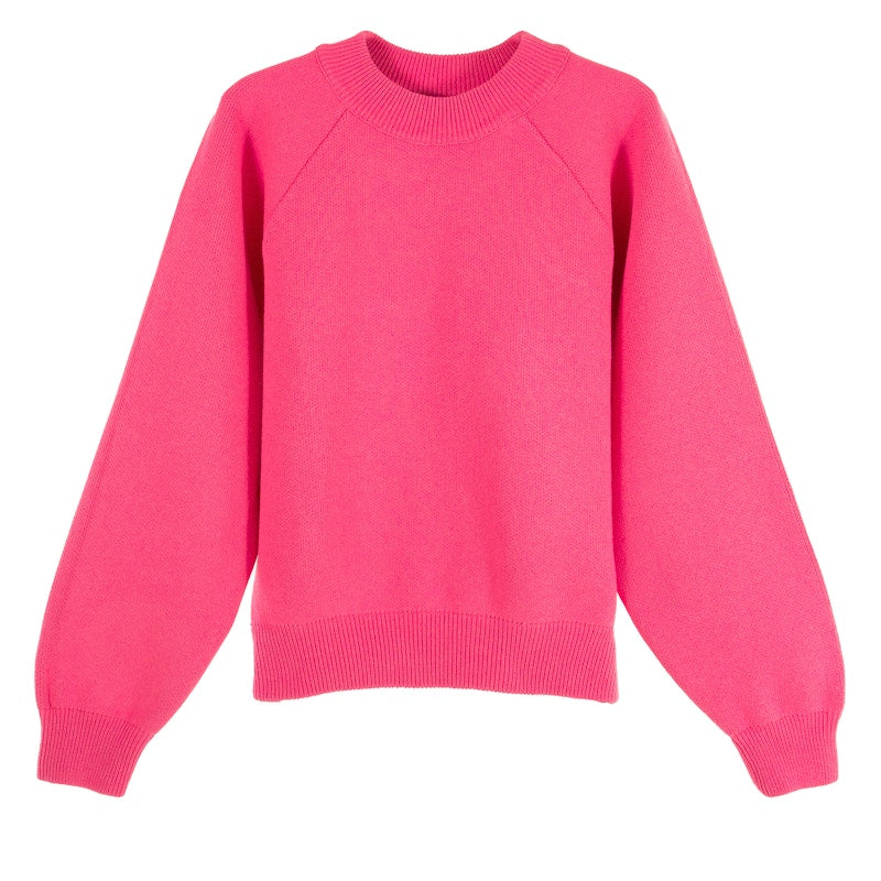 Garment Workshop Knitted Crewneck Sweater Bright Magenta