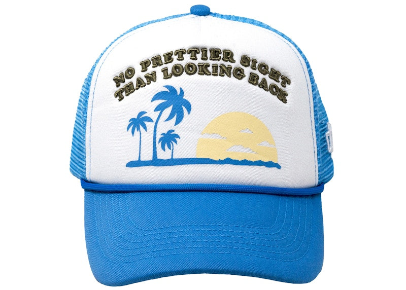 Garment Workshop Sun and Palm Trucker Hat Sky Blue/White