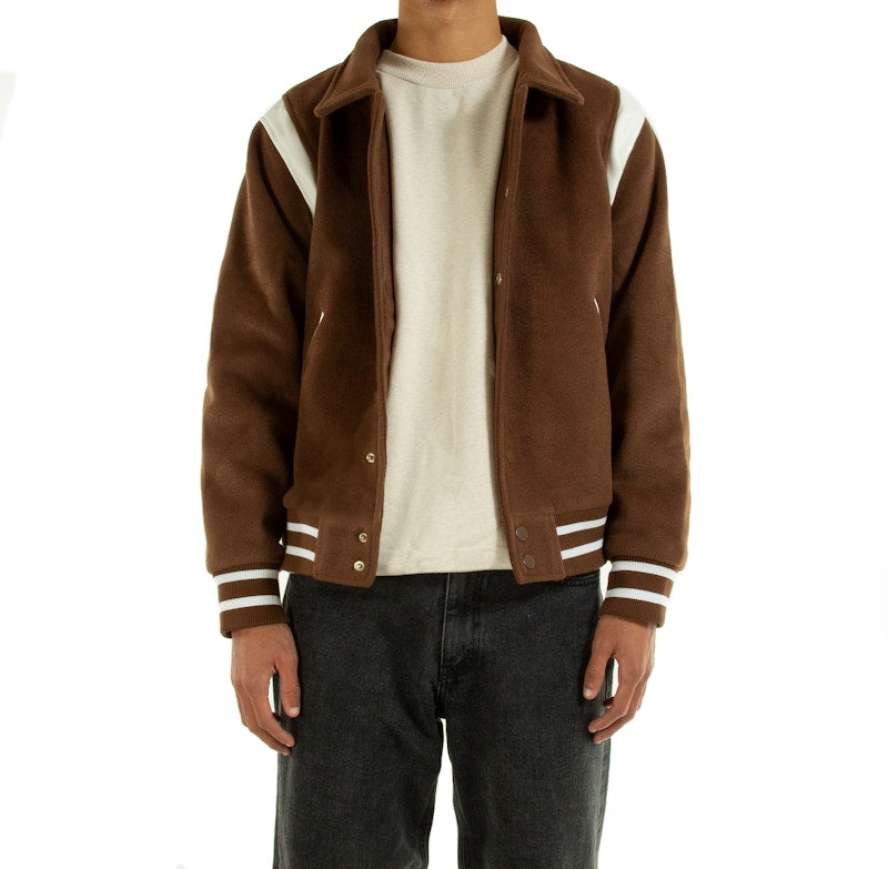 Garment Workshop Varsity Jacket Mocha Brown