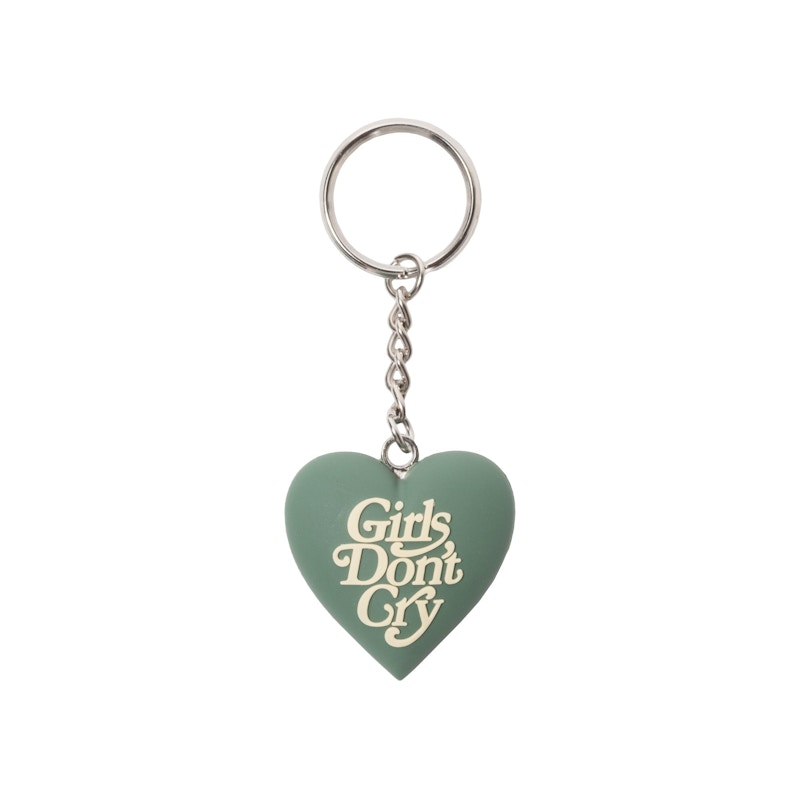 Girls Don't Cry Heart Keychain Green