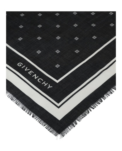 Givenchy 4G Cashmere and Silk Shawl Black White
