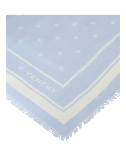 Givenchy 4G Cashmere and Silk Shawl Blue Ivory