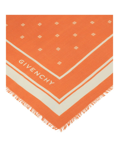 Givenchy 4G Cashmere and Silk Shawl Ivory Orange