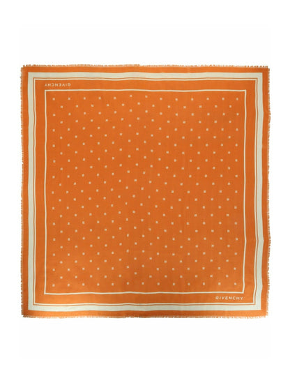 Givenchy 4G Cashmere and Silk Shawl Ivory Orange