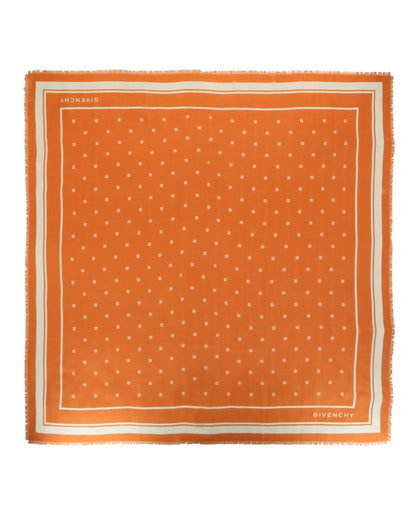Givenchy 4G Cashmere and Silk Shawl Ivory Orange
