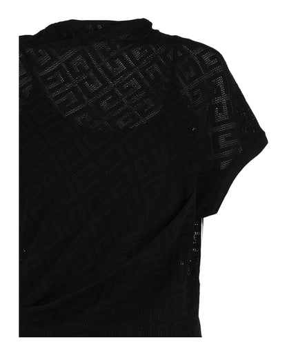 Givenchy 4G Draped Short Sleeve Top Black