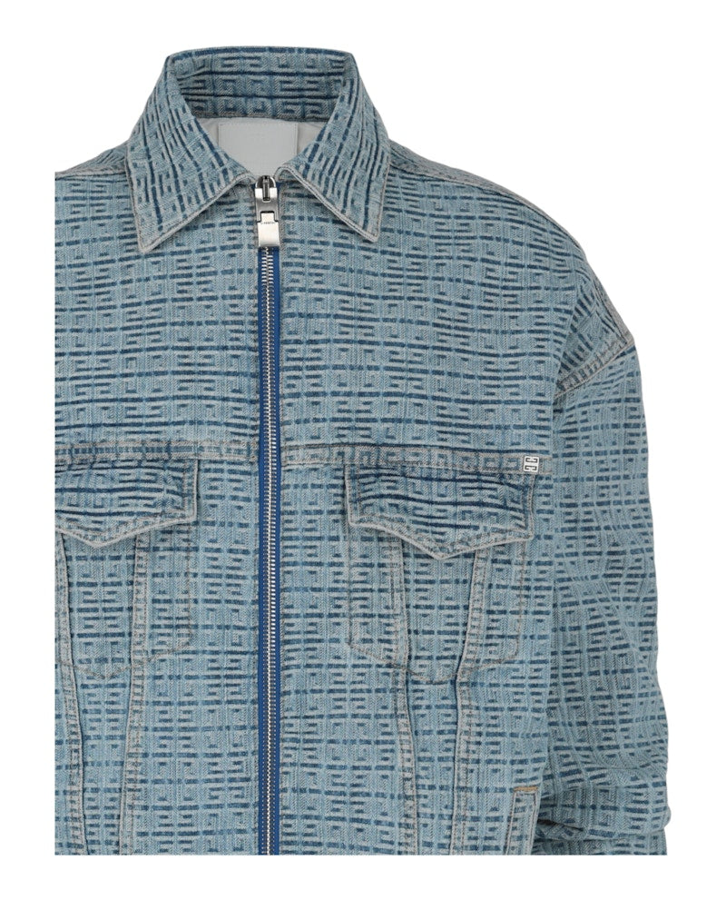 Givenchy 4G Embossed Denim Jacket Light Blue