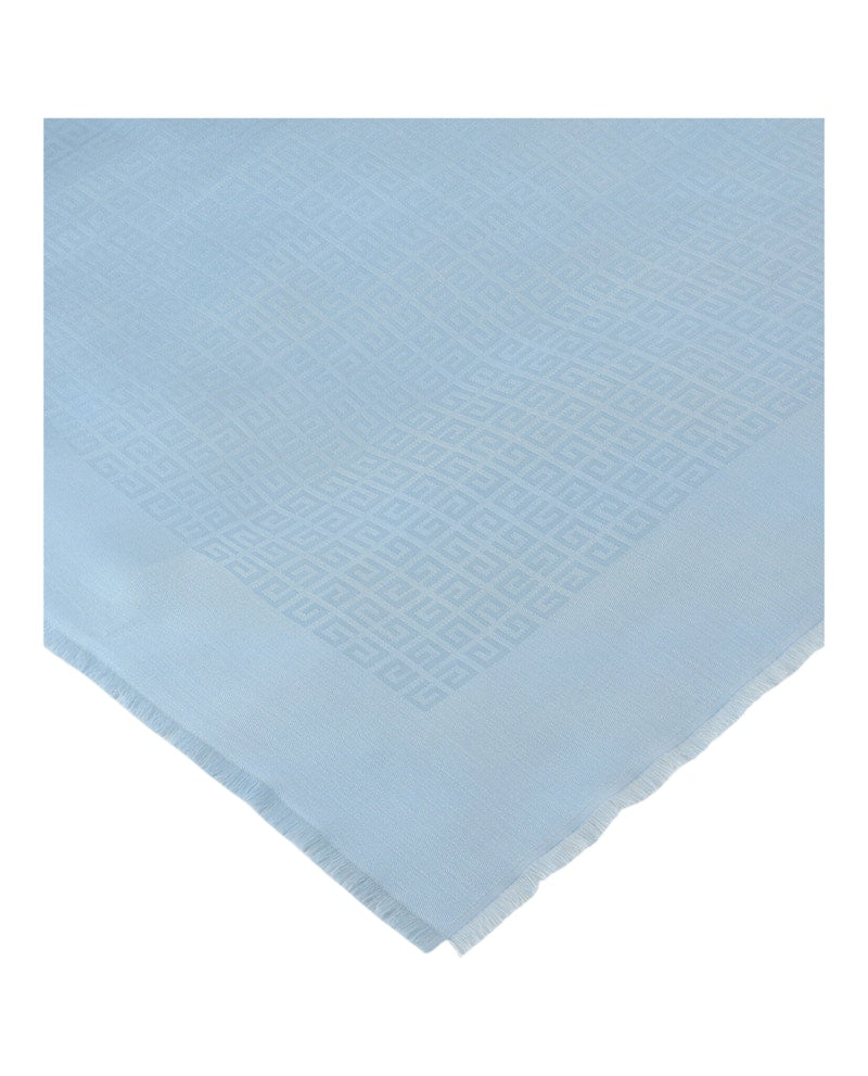 Givenchy 4G Jacquard Fringe Scarf Sky Blue