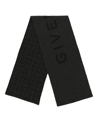 Givenchy 4G Logo Reversible Wool Scarf Grey Multi
