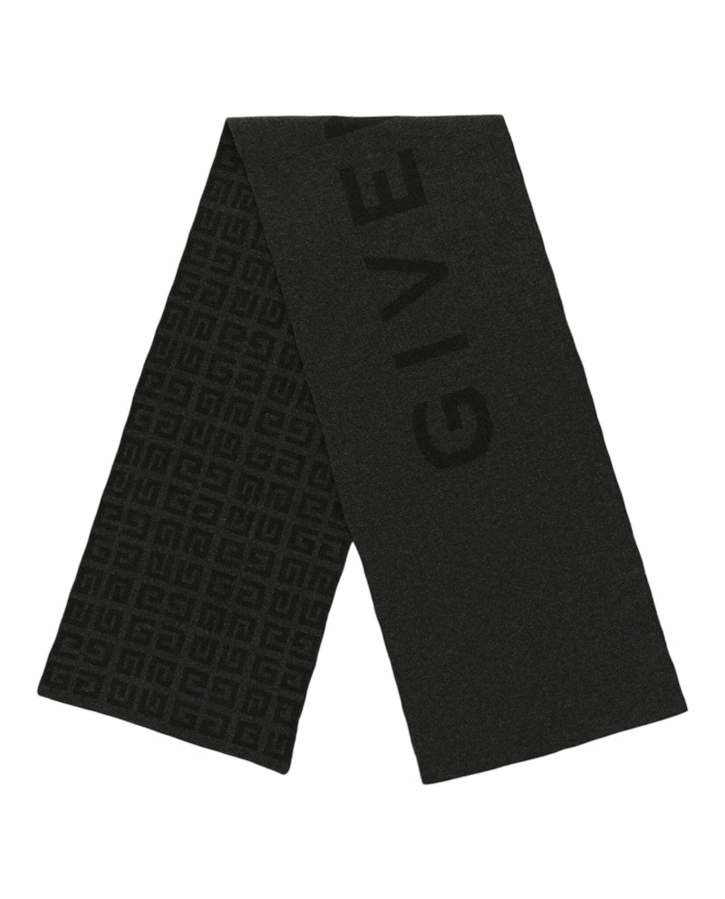 Givenchy 4G Logo Reversible Wool Scarf Grey Multi